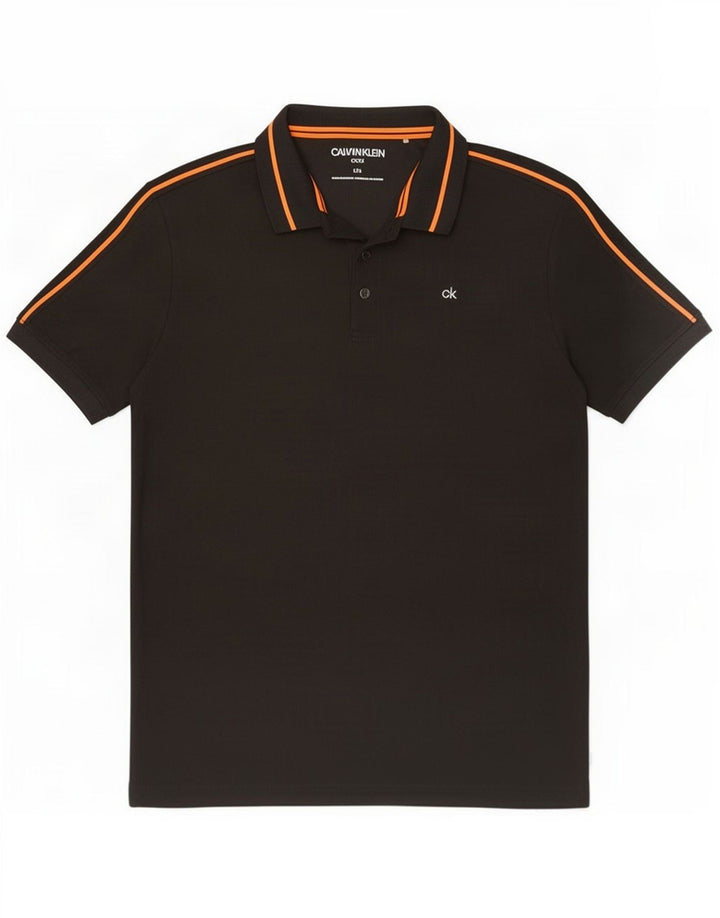 Calvin Klein Mens Golf Polo Shirt Large Black Polyester