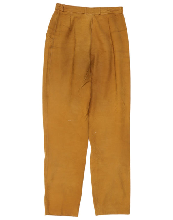 Vintage Womens High Waist Leather Trousers IT 42 Medium W26 L30 Beige