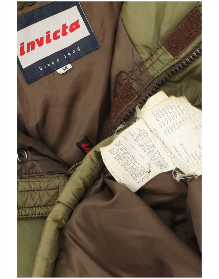 INVICTA Mens Loose Fit Padded Jacket UK 38 Medium Khaki Polyamide
