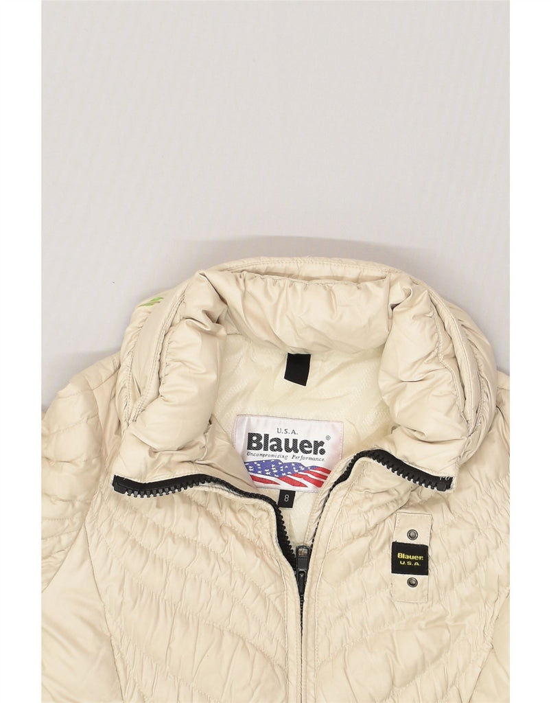 BLAUER Girls Padded Jacket 7-8 Years Beige Polyester | Vintage Blauer | Thrift | Second-Hand Blauer | Used Clothing | Messina Hembry 