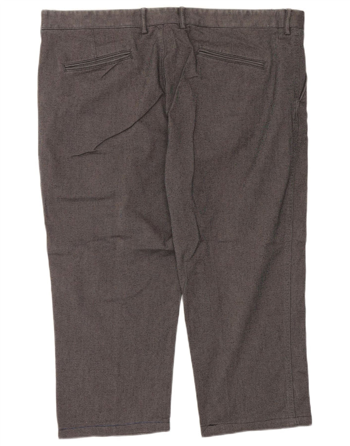 Marks & Spencer Mens Straight Cropped Trousers W44 L23 Grey Cotton