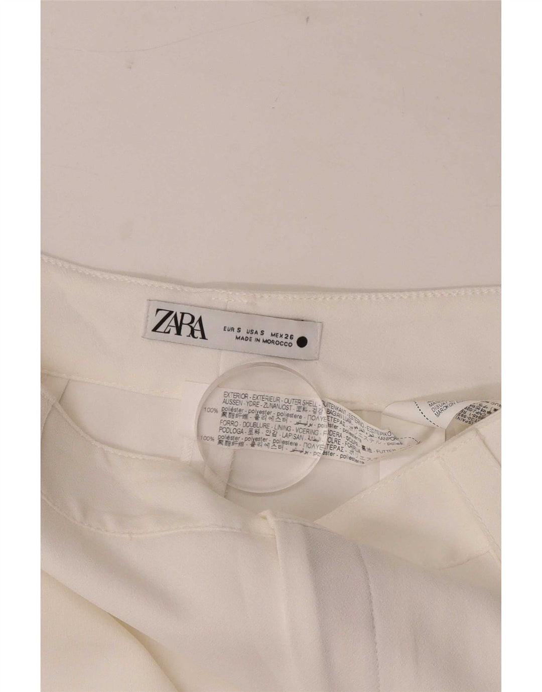 Zara Womens Straight Casual Trousers Small W26 L32 White Polyester