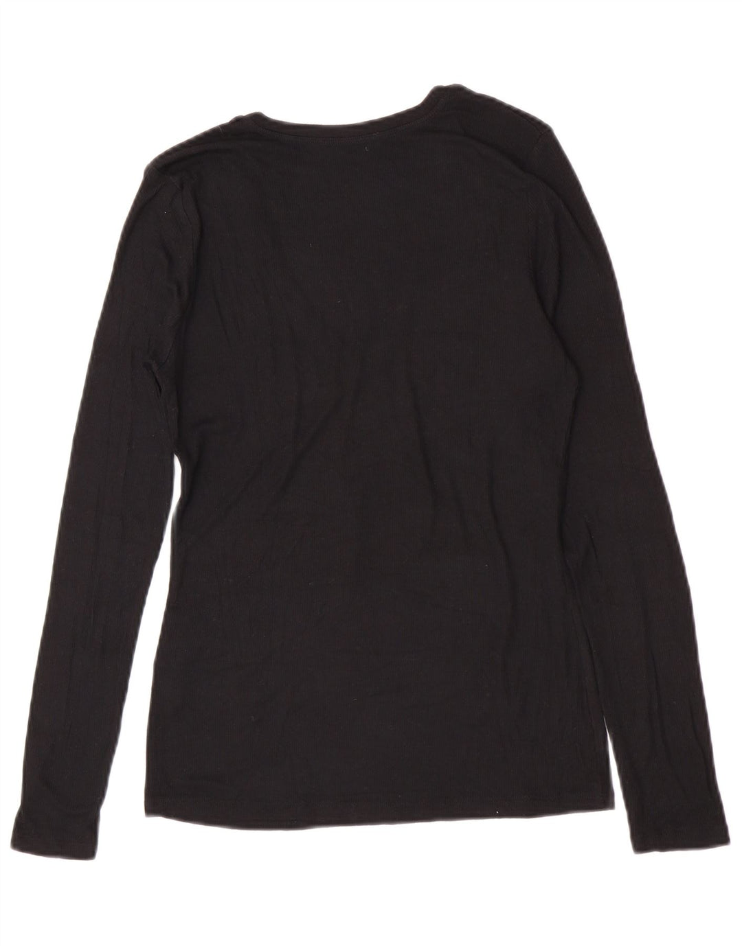 Zara Womens Top Long Sleeve UK 14 Large Black Modal