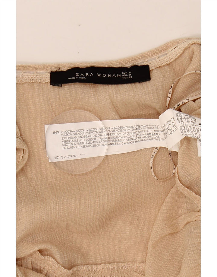 ZARA Womens Crop Cami Top UK 12 Medium Beige Viscose