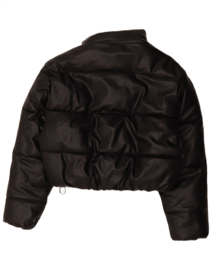 Zara Womens Crop Oversized Padded Jacket UK 10 Small Black Polyester