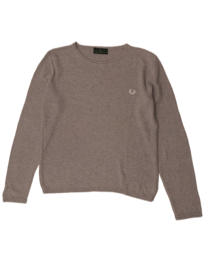 Fred Perry Mens Boat Neck Jumper Sweater XL Grey Cotton