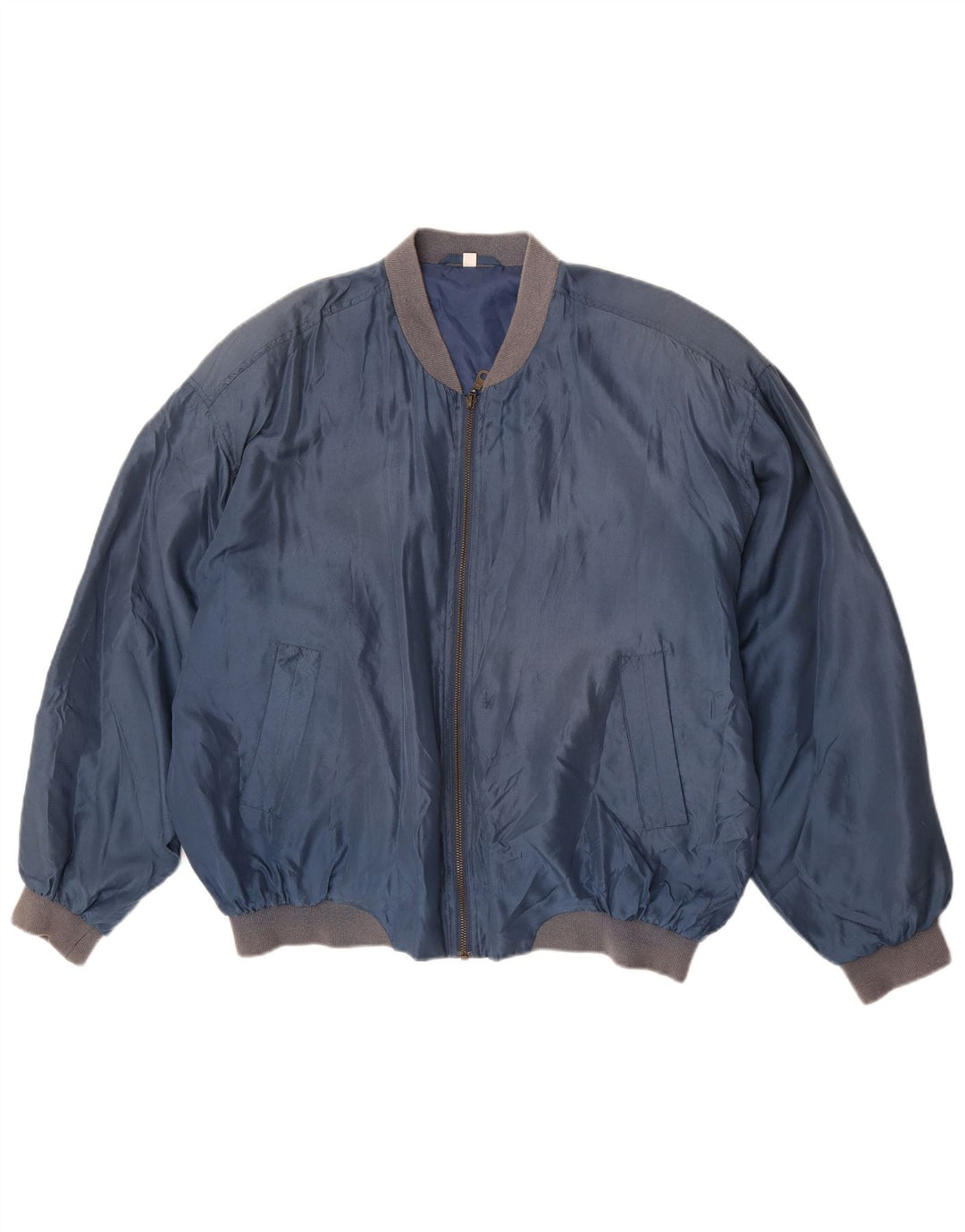 Vintage Mens Bomber Jacket UK 42 XL Blue Silk