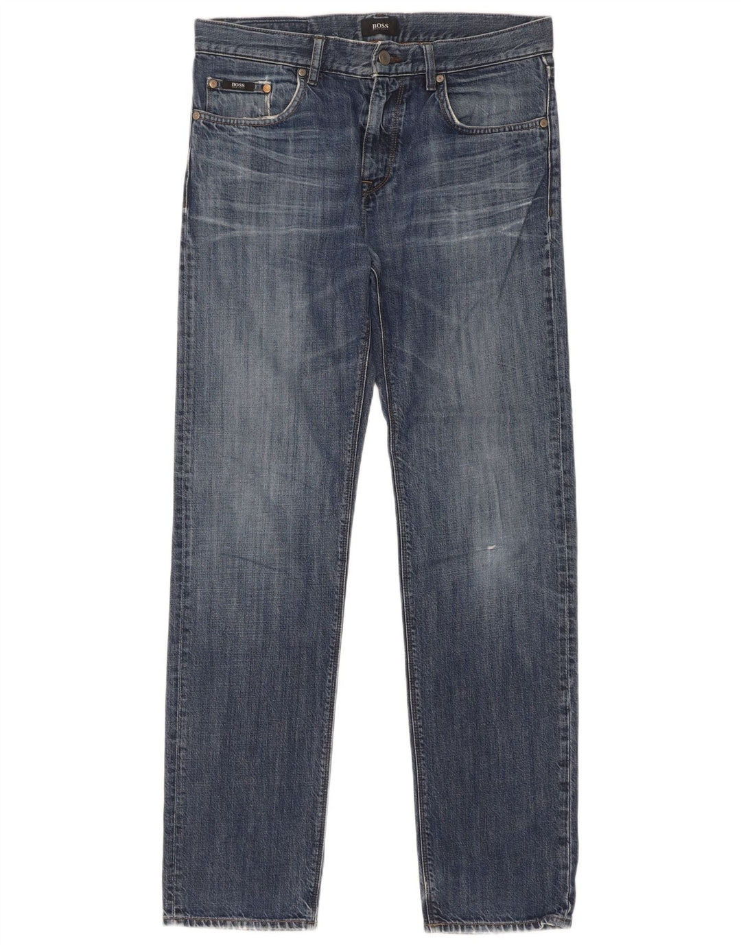 Hugo Boss Mens Straight Jeans W32 L34 Blue Cotton