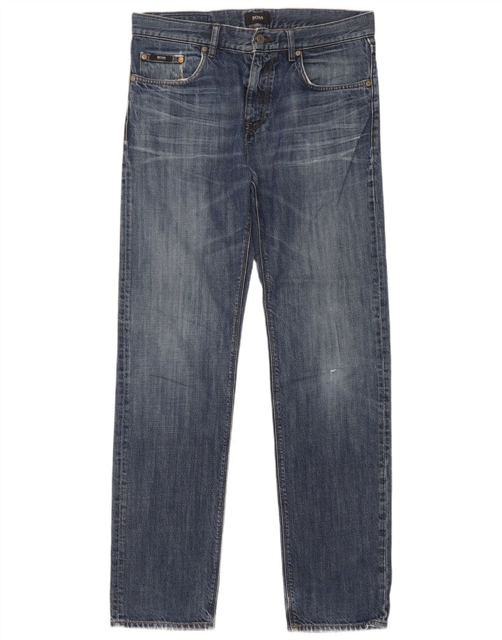 Hugo Boss Mens Straight Jeans W32 L34 Blue Cotton