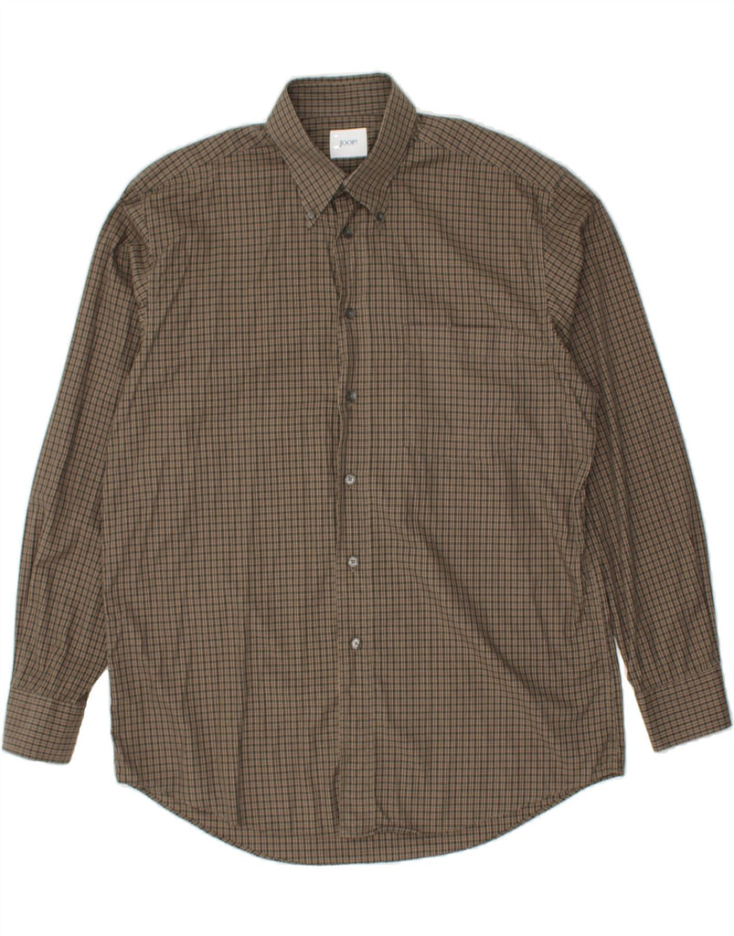 JOOP Mens Shirt Size 16 1/2 42 Large Brown Check Cotton | Vintage Joop | Thrift | Second-Hand Joop | Used Clothing | Messina Hembry 