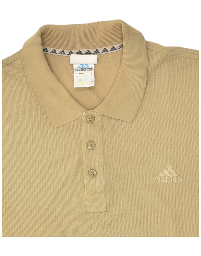 ADIDAS Mens Polo Shirt UK 40/42 Medium Khaki Cotton | Vintage Adidas | Thrift | Second-Hand Adidas | Used Clothing | Messina Hembry 