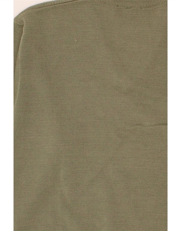 GABICCI Mens V-Neck Jumper Sweater Large Khaki Wool