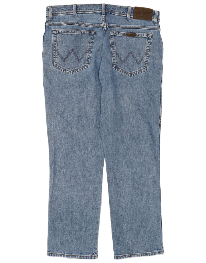 Wrangler Mens Regular Fit Straight Jeans W36 L30 Blue Cotton