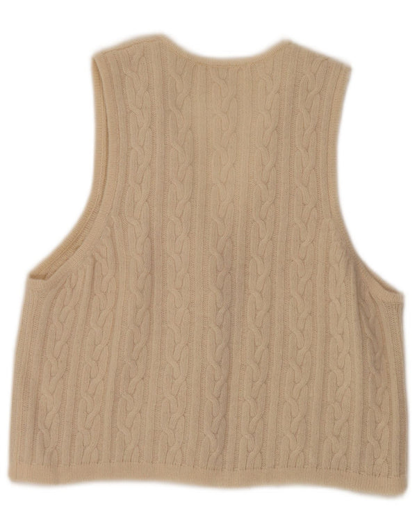 Vintage Womens Crop Sleeveless Cardigan Sweater UK 12 Medium Beige