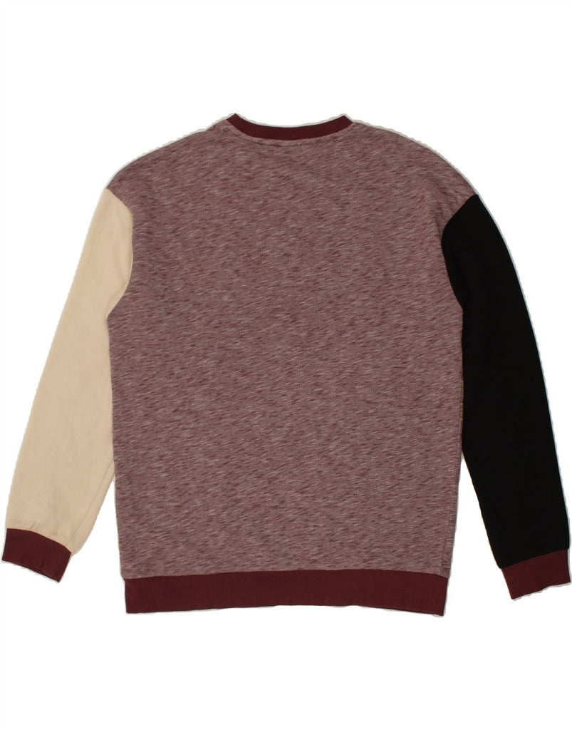 JACK & JONES Mens Sweatshirt Jumper Large Burgundy Colourblock Cotton | Vintage Jack & Jones | Thrift | Second-Hand Jack & Jones | Used Clothing | Messina Hembry 