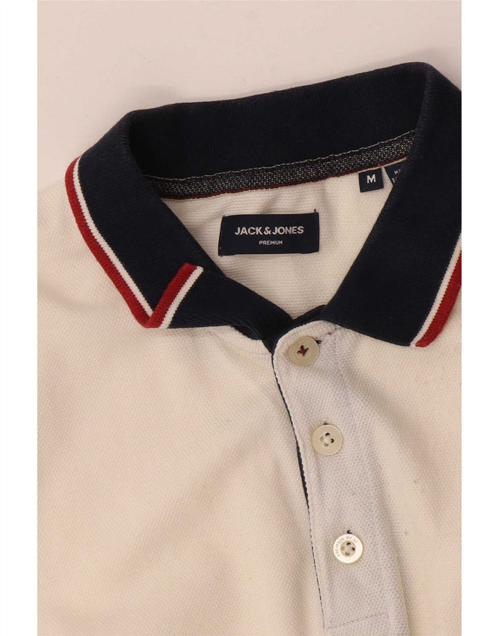 Jack & Jones Mens Polo Shirt Medium White Colourblock