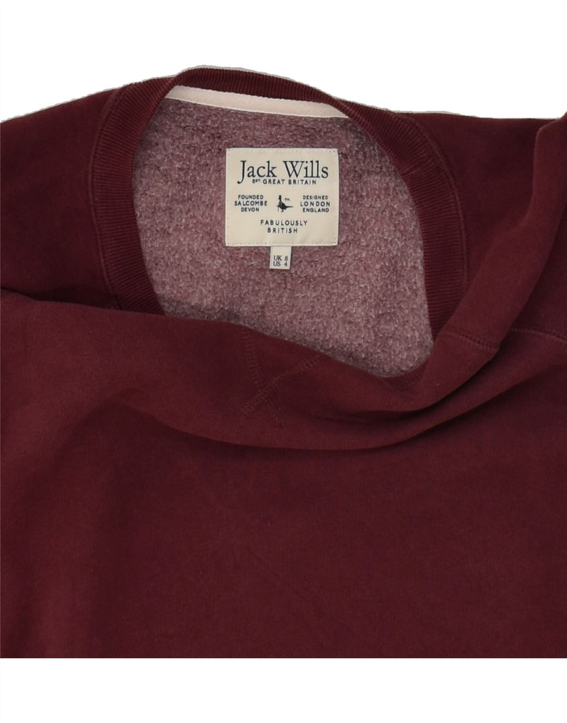 JACK WILLS Womens Sweatshirt Jumper UK 8 Small Burgundy Cotton | Vintage Jack Wills | Thrift | Second-Hand Jack Wills | Used Clothing | Messina Hembry 