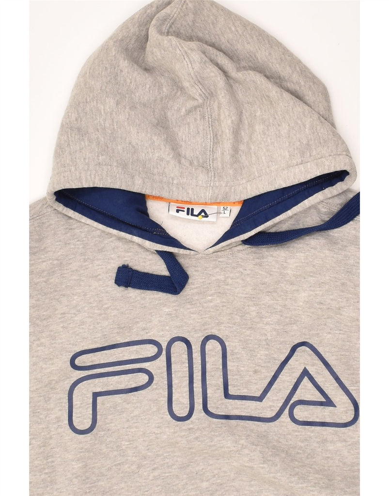 FILA Mens Graphic Hoodie Jumper Large Grey Cotton | Vintage Fila | Thrift | Second-Hand Fila | Used Clothing | Messina Hembry 