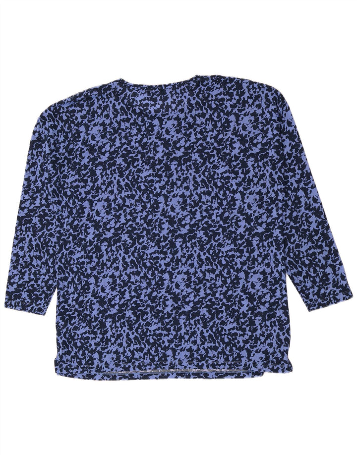 Marks & Spencer Womens Top Long Sleeve UK 16 Large Blue Animal Print