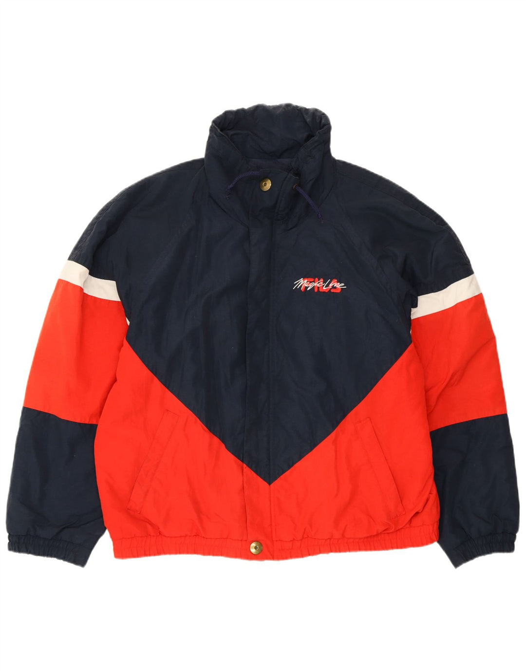 FILA Mens Magic Line Padded Jacket UK 42 XL Navy Blue Colourblock