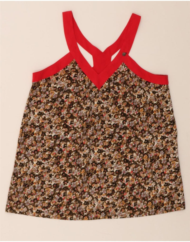 CALVIN KLEIN Womens Oversized Blouse Top UK 14 Medium Brown Floral Vintage Calvin Klein and Second-Hand Calvin Klein from Messina Hembry 