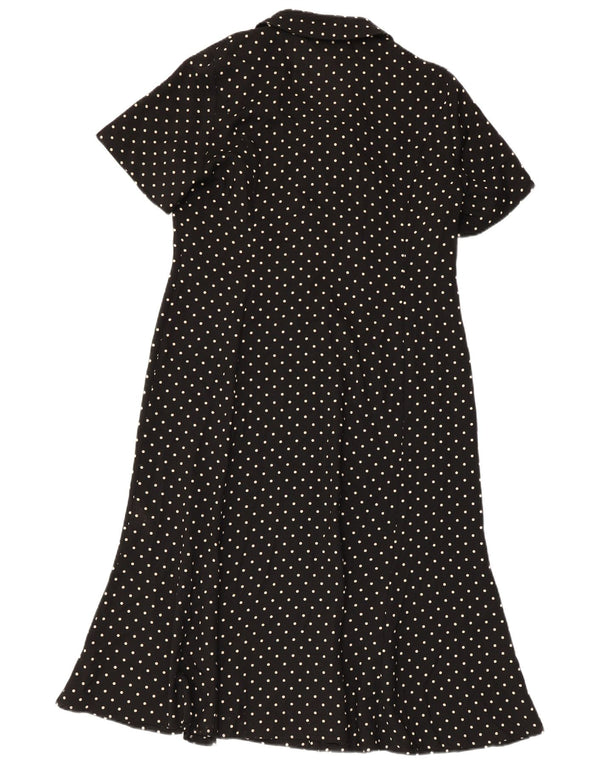 Eastex Womens Short Sleeves Shirt Dress UK 12 Medium Black Polka Dot