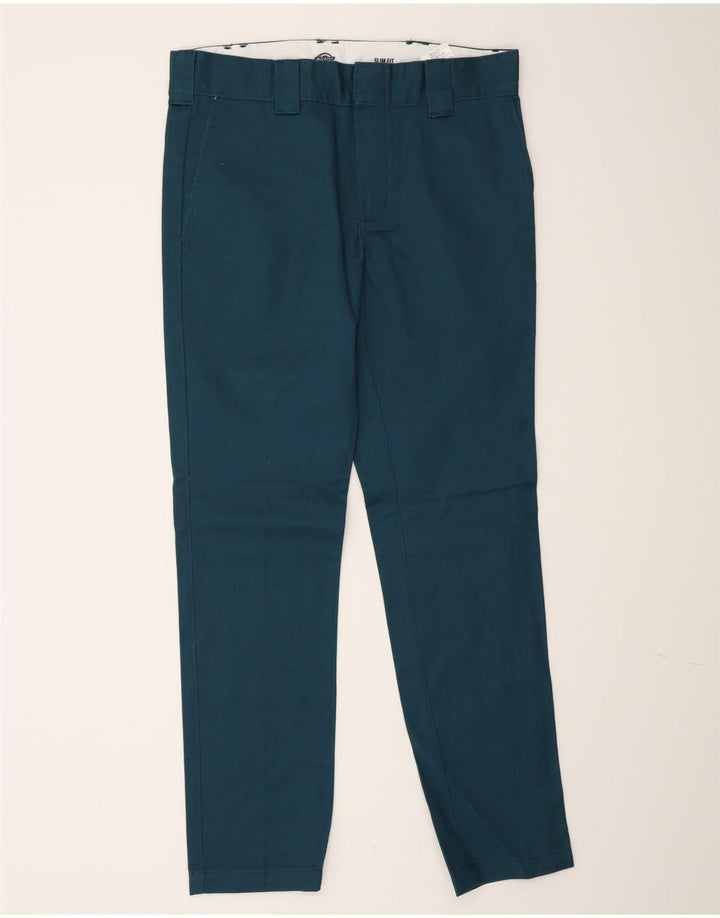 Dickies Mens Slim Fit Chino Trousers W32 L32 Blue Polyester