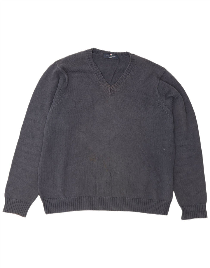 Marks & Spencer Mens Blue Harbour V-Neck Jumper Sweater Medium Navy Blue