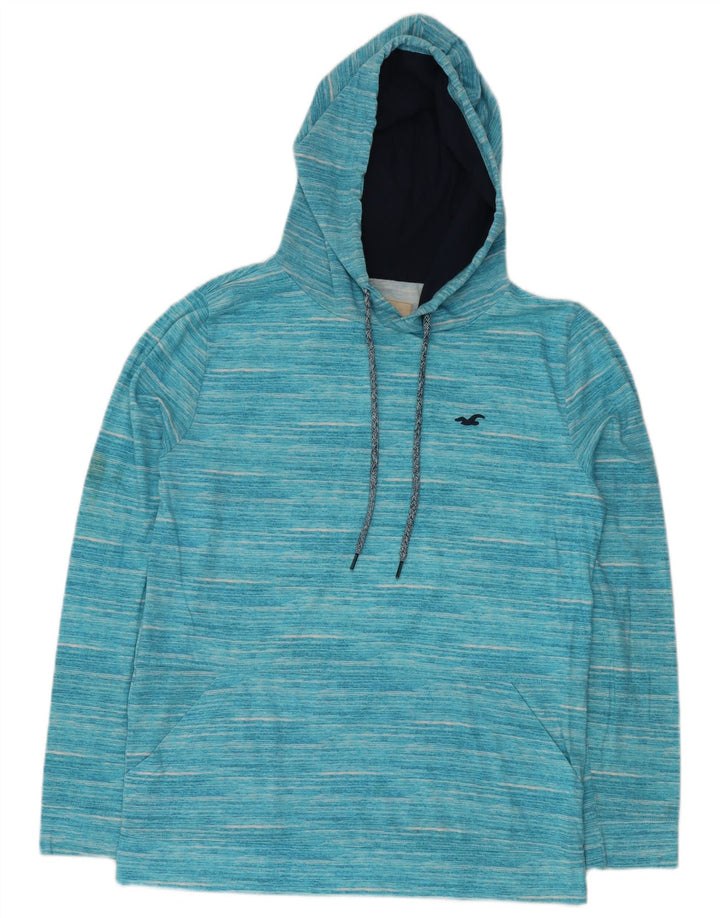 HOLLISTER Mens Hoodie Jumper Medium Blue Flecked Cotton