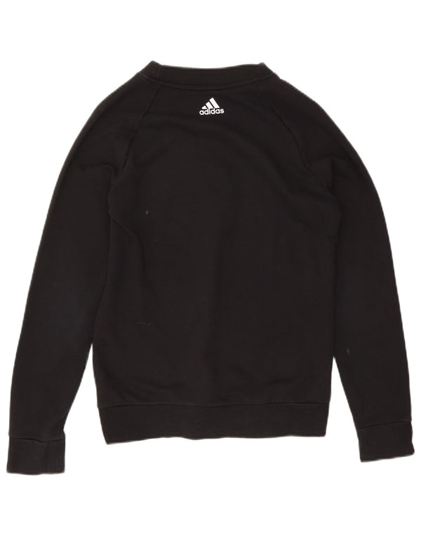 Adidas Womens Graphic Sweatshirt Jumper UK 8/10 Small Black Cotton