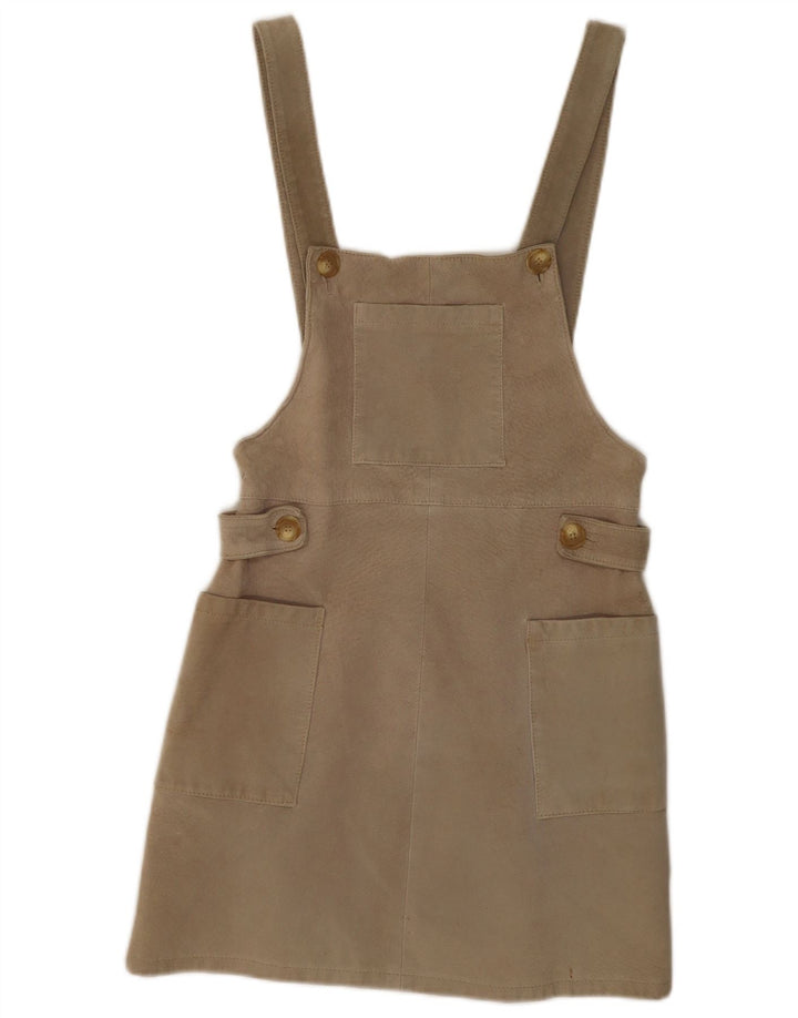 Vintage Womens Suede Pinafore Skirt W28 Medium Beige