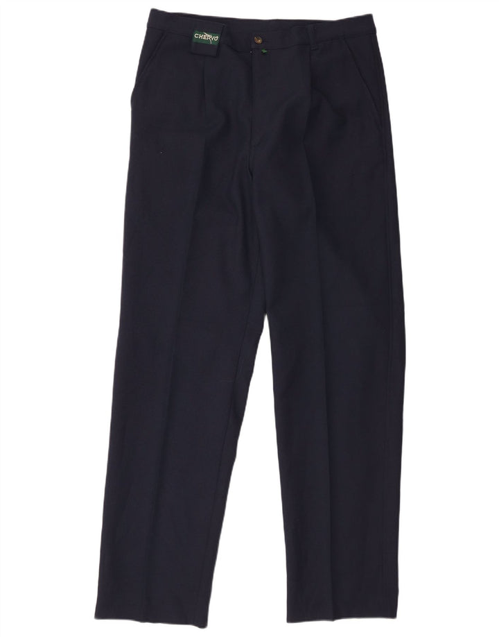 Chervo Mens Pegged Chino Trousers IT 50 Large W34 L33 Navy Blue Polyester