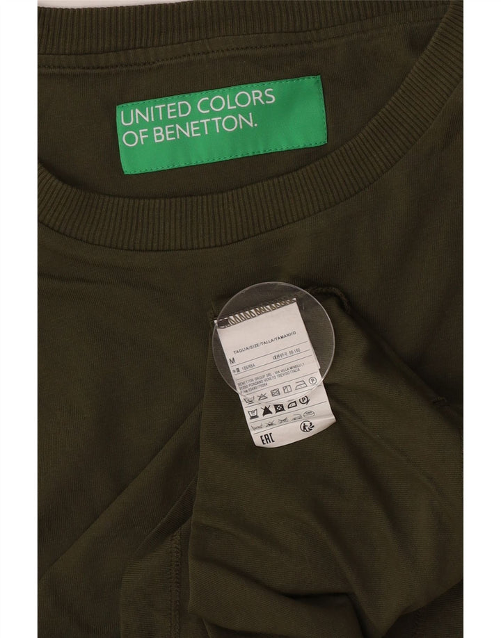 Benetton Womens T-Shirt Top UK 14 Medium Khaki Cotton