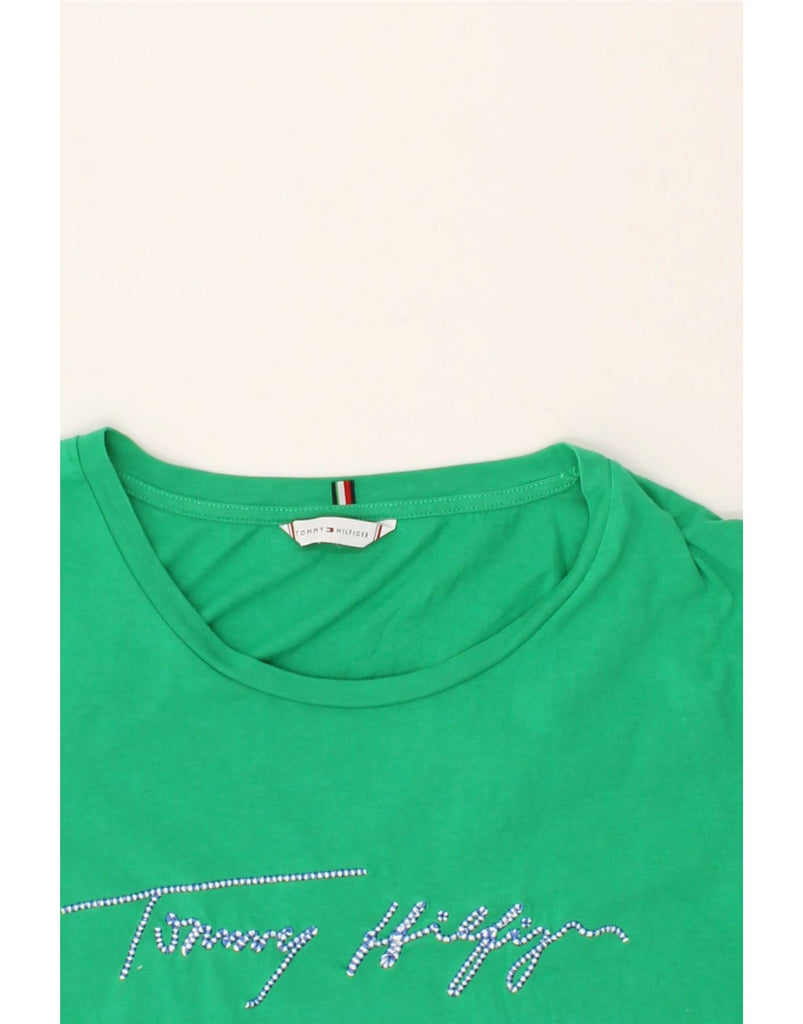 TOMMY HILFIGER Womens Graphic T-Shirt Top UK 18 XL Green | Vintage Tommy Hilfiger | Thrift | Second-Hand Tommy Hilfiger | Used Clothing | Messina Hembry 