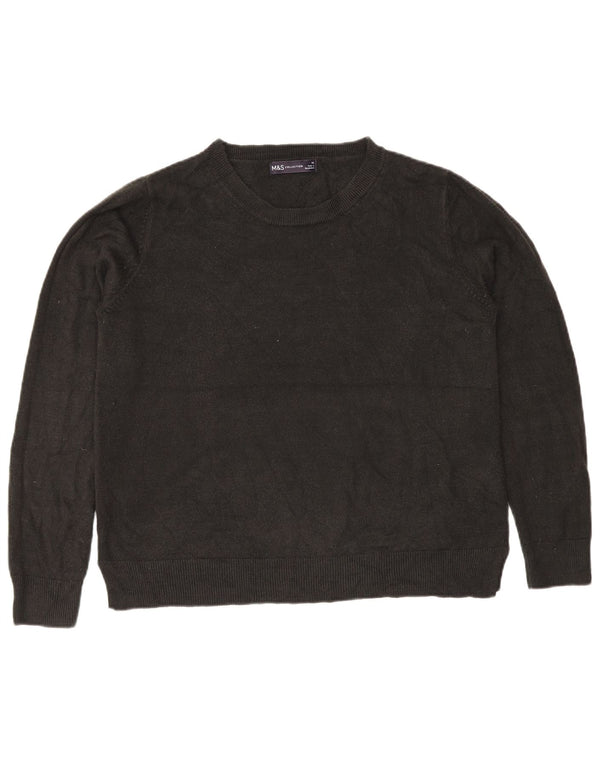 Marks & Spencer Womens Crew Neck Jumper Sweater UK 16 Large  Black Acrylic