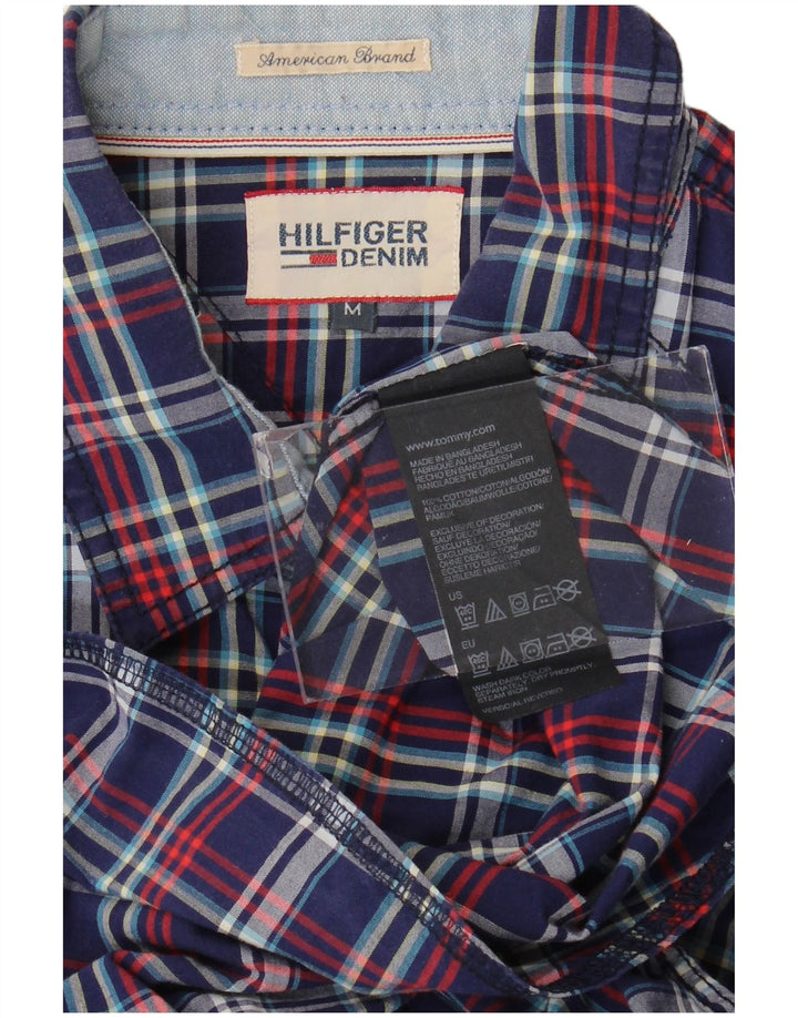 Tommy Hilfiger Mens Shirt Medium Navy Blue Check Cotton