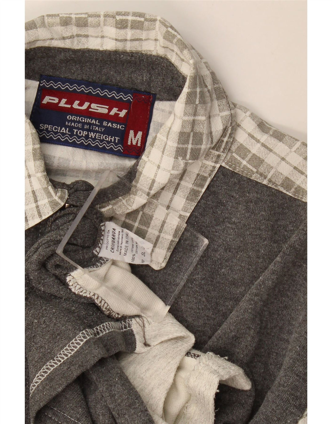 Vintage Mens Graphic Flannel Shirt Medium Grey Check Cotton