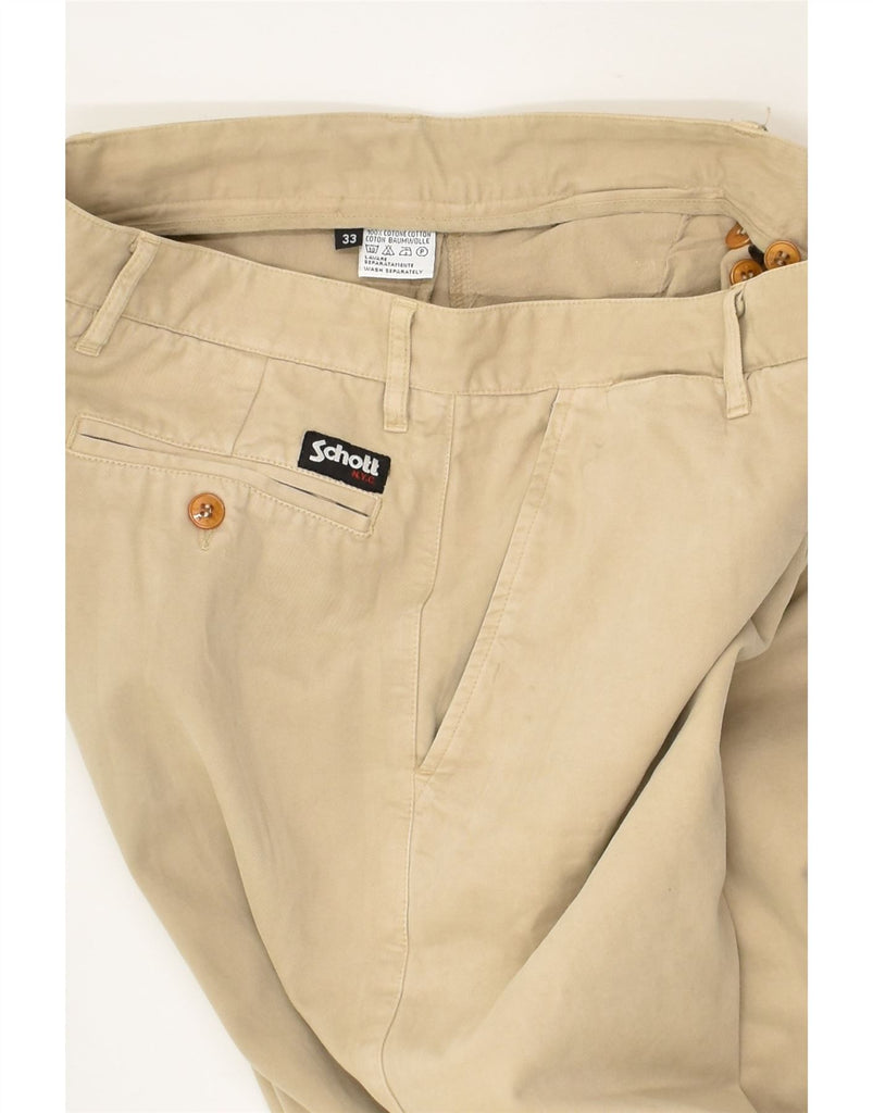 SCHOTT Mens Slim Chino Trousers W33 L32  Beige Cotton | Vintage Schott | Thrift | Second-Hand Schott | Used Clothing | Messina Hembry 