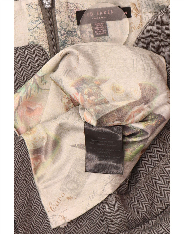 TED BAKER Womens Sleeveless Sheath Dress Size 2 Small Grey Herringbone