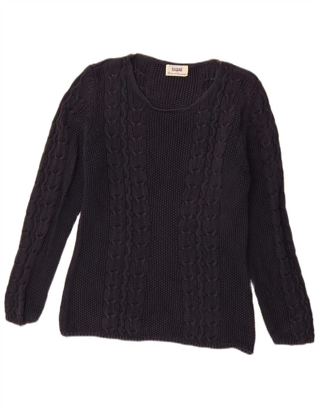 SISLEY Womens Boat Neck Jumper Sweater UK 14 Medium Navy Blue