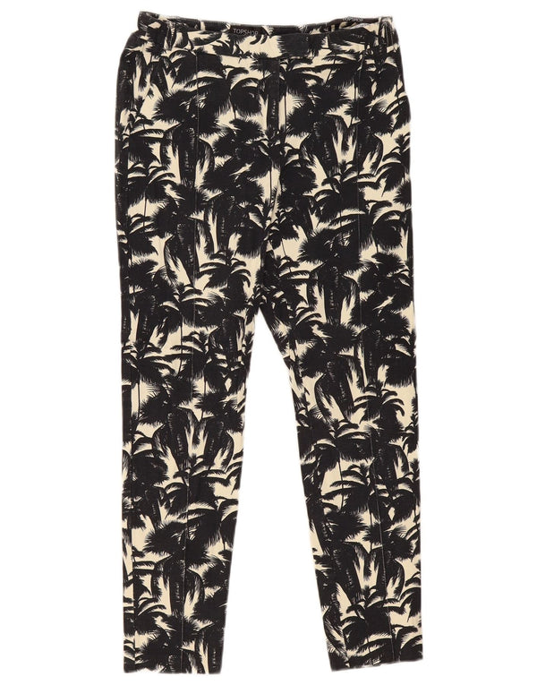 Topshop Womens Graphic Slim Cropped Trousers UK 10 Small W28 L26 Black