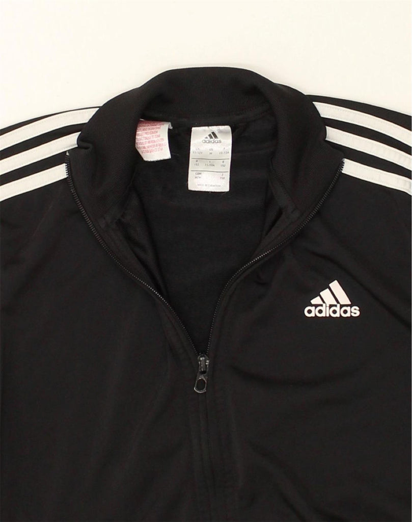 ADIDAS Boys Tracksuit Top Jacket 11-12 Years Black Polyester | Vintage Adidas | Thrift | Second-Hand Adidas | Used Clothing | Messina Hembry 