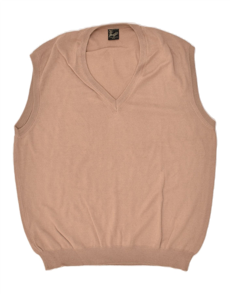 MAPIER Mens Vest Tank Top Large Beige Wool | Vintage Mapier | Thrift | Second-Hand Mapier | Used Clothing | Messina Hembry 