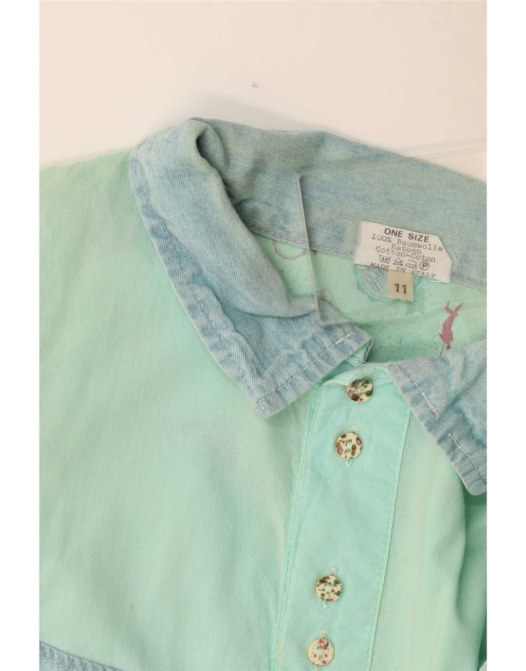Chewan Mens Graphic Pullover Shirt One Size Turquoise Colourblock