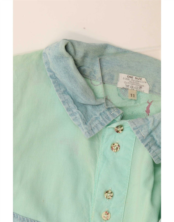 Chewan Mens Graphic Pullover Shirt One Size Turquoise Colourblock