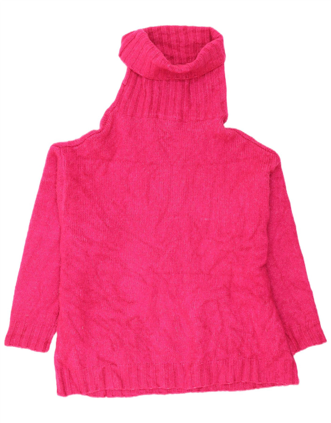 Zara Womens Oversized Roll Neck Jumper Sweater UK 14 Medium Pink Acrylic