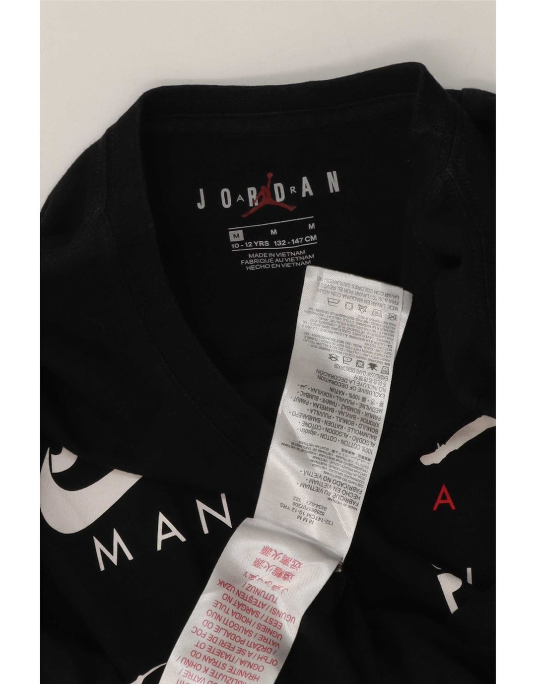 Jordan Boys Graphic Top Long Sleeve 10-11 Years Medium Black Cotton