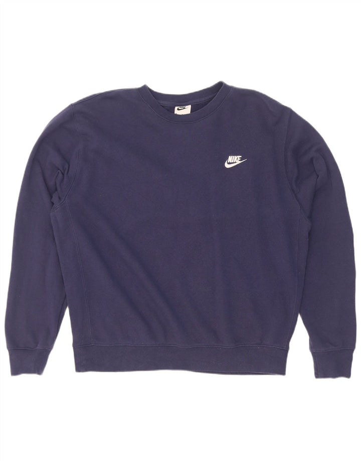 Nike Womens Oversized Sweatshirt Jumper UK 14 Medium Navy Blue Cotton