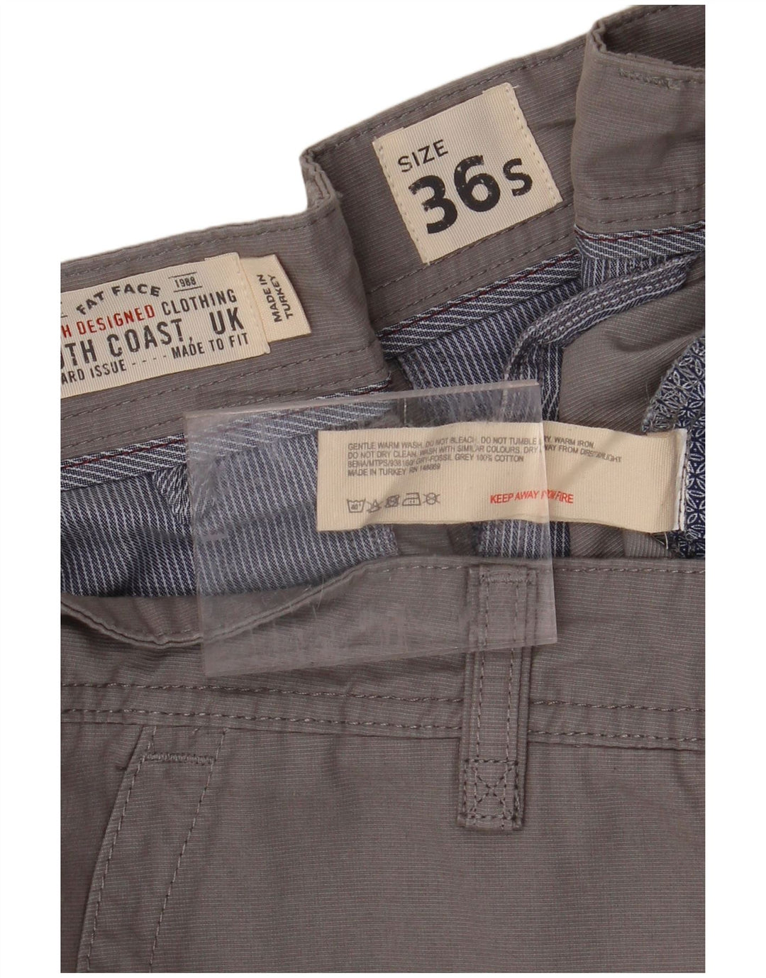FAT FACE Mens Straight Chino Trousers W36 L31 Grey Cotton