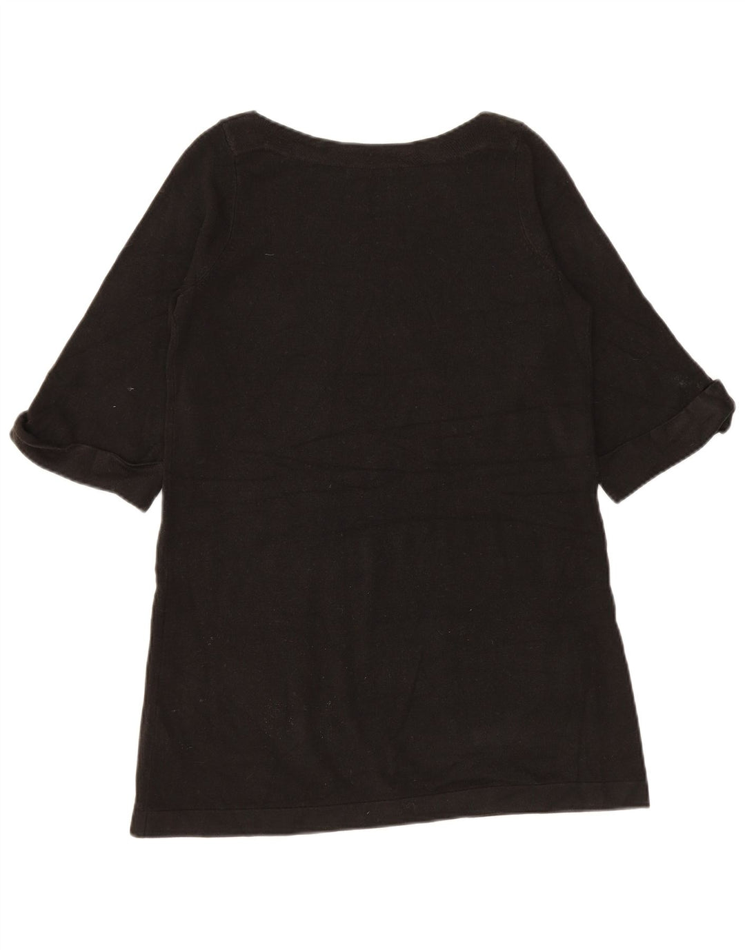 Marks & Spencer Womens 1/2 Sleeve Boat Neck Jumper Sweater UK 12 Medium Bla
